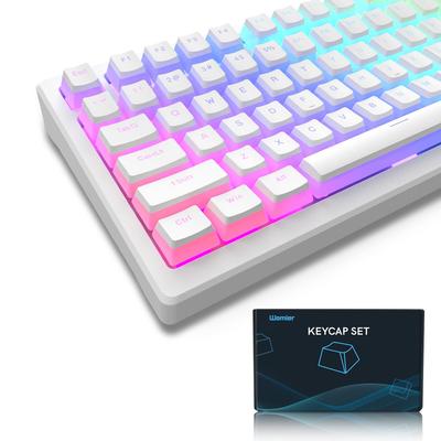 Conjunto de teclas PBT Womier Pudding 165 teclas Conjunto de teclas personalizadas Perfil OEM Compatibilidade universal para teclados Teclas brancas, brilho 100%, 75%,