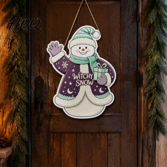 Xmas Window Decorations Wooden Christmas Hanging Pendant Cartoon Welcome Sign for Front Door Ornaments Wall Decor