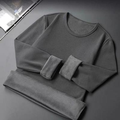 Yousheng Men Fleece Lined Pullover Crew Neck Base Layer Shirt Warm Thickened Long Sleeve Tee Shirt for Winter Autumn Sports Street Wear