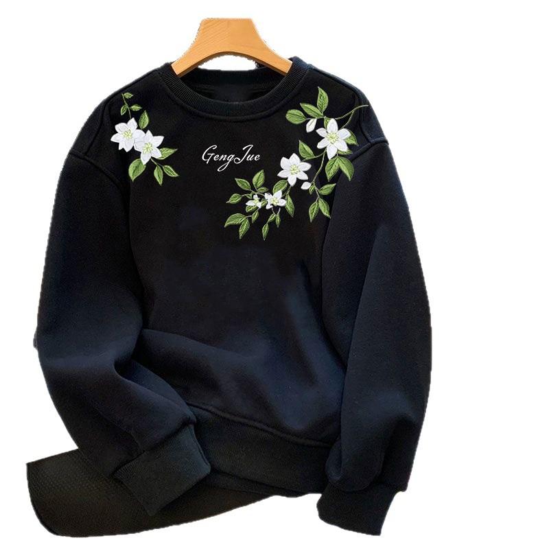 2025 heavy-duty printed men's fleece thickened crew neck sweater autumn and winter women's sports and leisure versatile