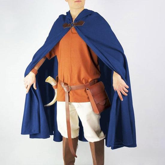 Sametový plášť s kapucí Kovová kruhová dekorace Retro styl Halloween Cosplay Šál Tajemný slavnostní kostýmní doplněk