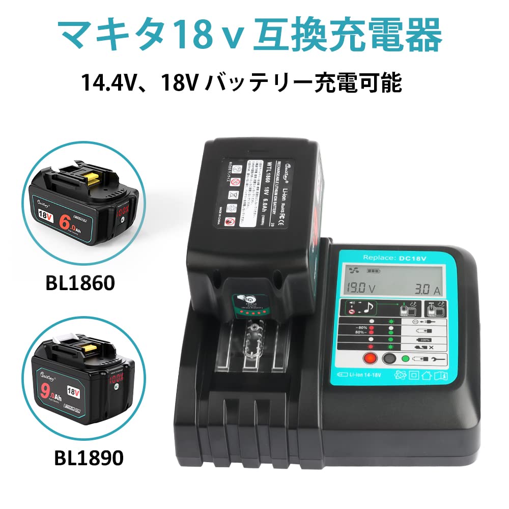 Waitley zingely Makita kompatibel DC 18V mit sichere kühlung mit LCD klar display zu einem mit lade abschluss Kompatibel mit 1830 1430 kontinuierliche