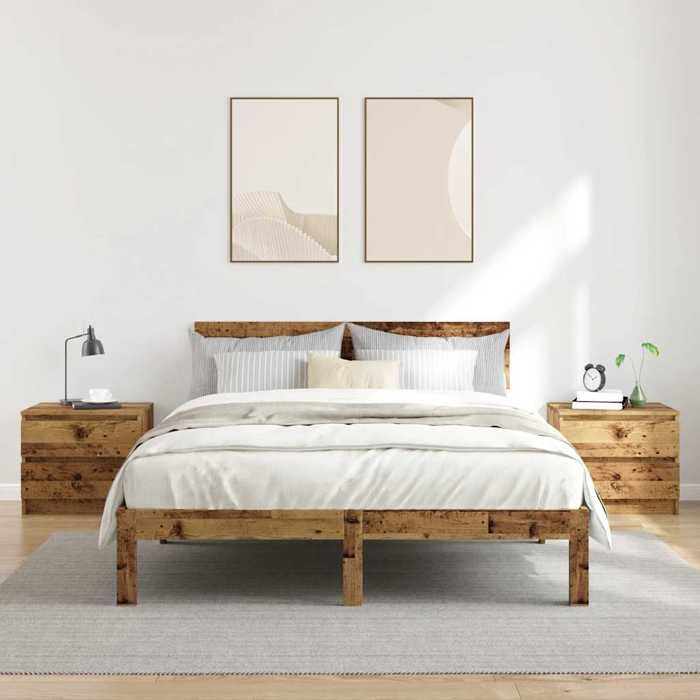 VidaXL Tables de chevet 2 pcs vieux bois 50x40x43.5 cm bois ingénierie, armoire de chevet, armoire latérale, table de nuit, 856519