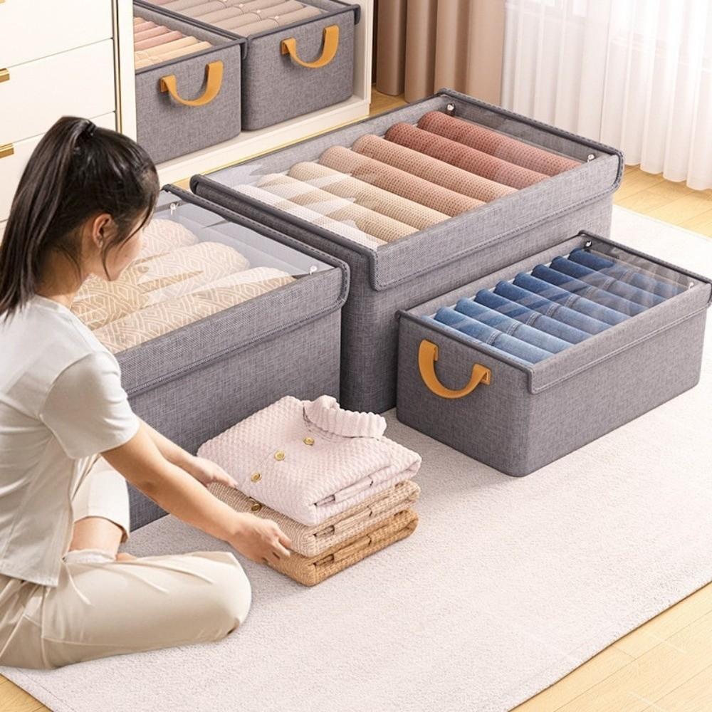 Covered Design Storage Box Steel Frame Fabric Material Clothing Organizer Metal Frame Collapsible Underwear Storage Home Use