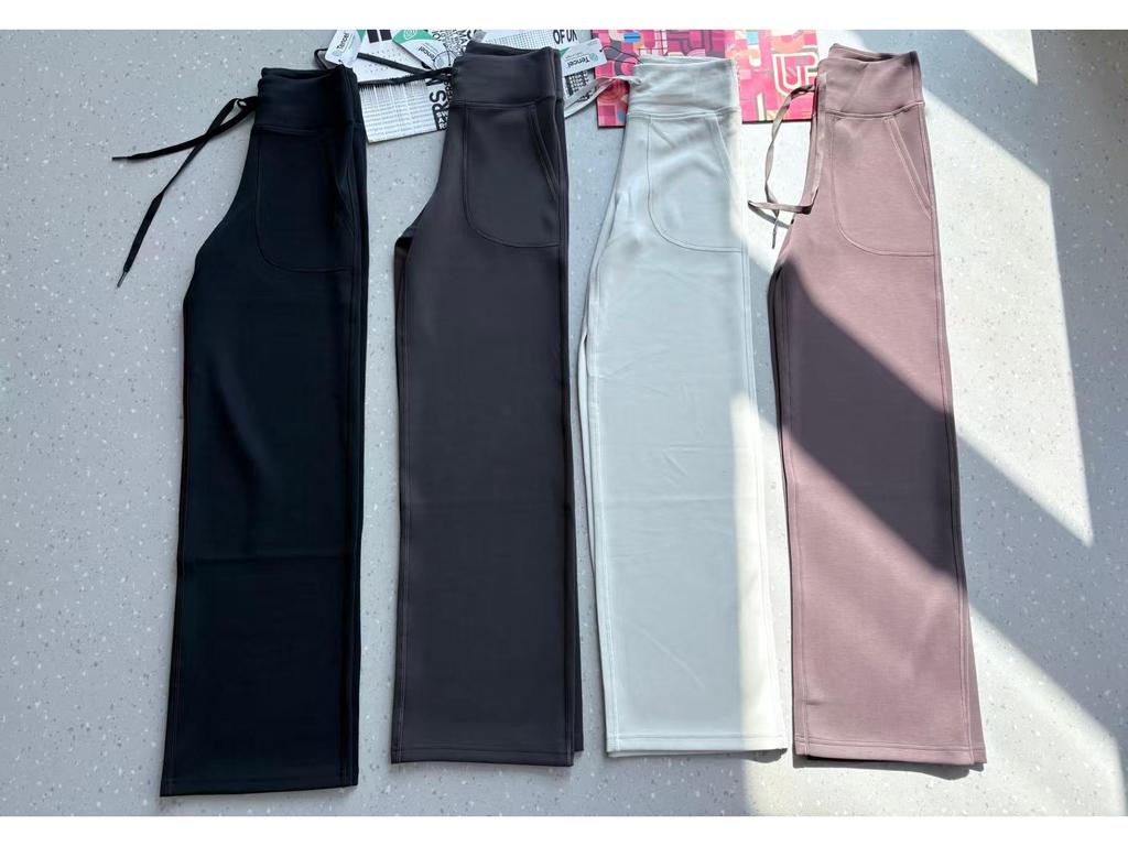 Lightweight Traceless Loose Straight High-Waisted Drawstring Casual Sports Yoga Pants - Comfortable, Elastic, Perfect for Fitness