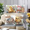 1/4Pcs Charming Easter Pillowcases With Cute Chicks And Spring Eggs Sofa Bed Cushion Cover Sleeping Pillowcase Home Decoration