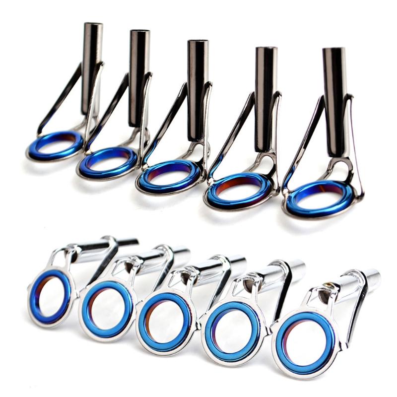 Spinning Bait Casting Fishing Rod Guides Integrated Stainless Steel Fishing Rod Eyes Ring Repair Kit 5Pcs