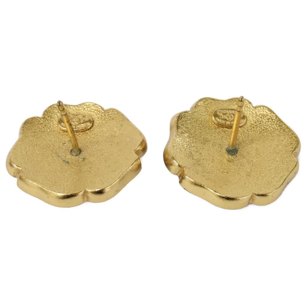 CHANEL 03P Camellia CC Logos earring yellow gold/black/whiteUsed
