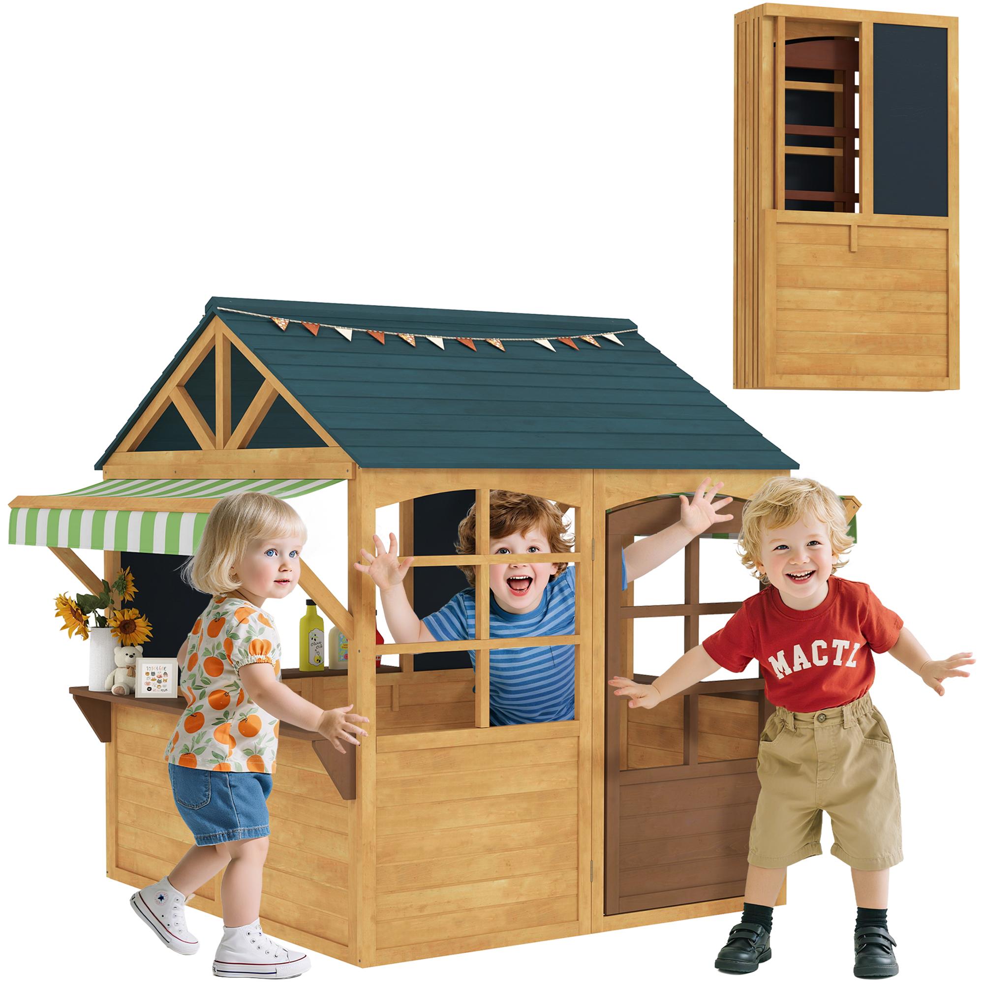 Wooden Playhouse for Kids, Foldable Wendy
