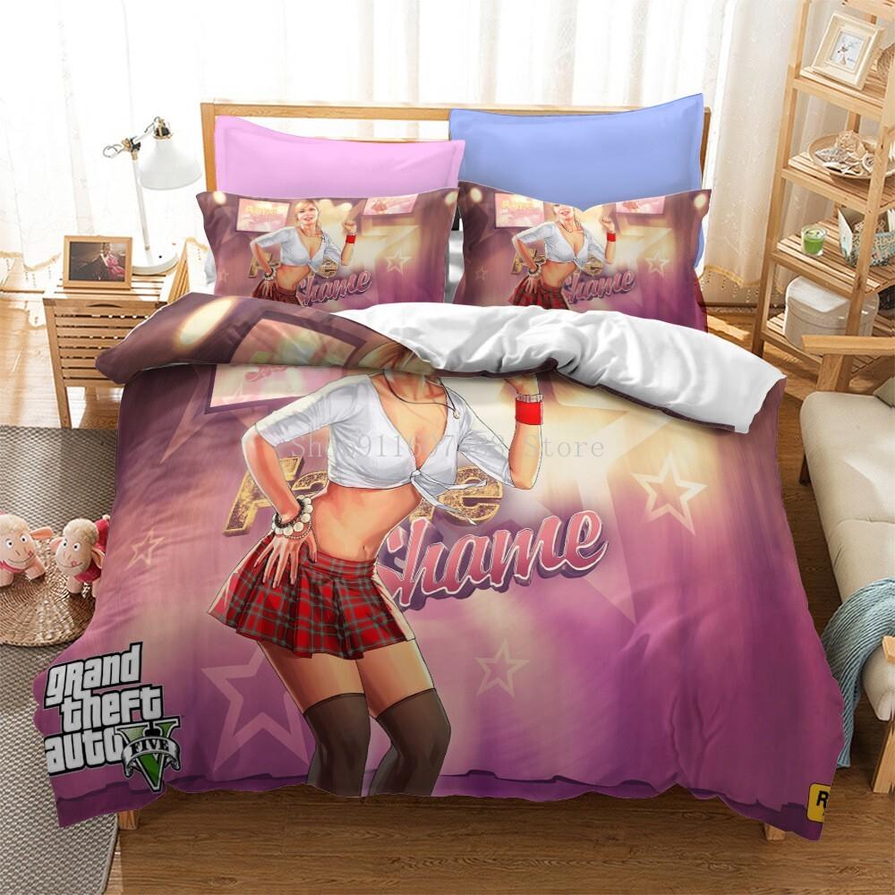 Video Game GTA V Bedding Set 3D Prints Duvet Covers Grand Theft Auto Single Bed Cover Set Bed Linen For Boys Adults Home Decor