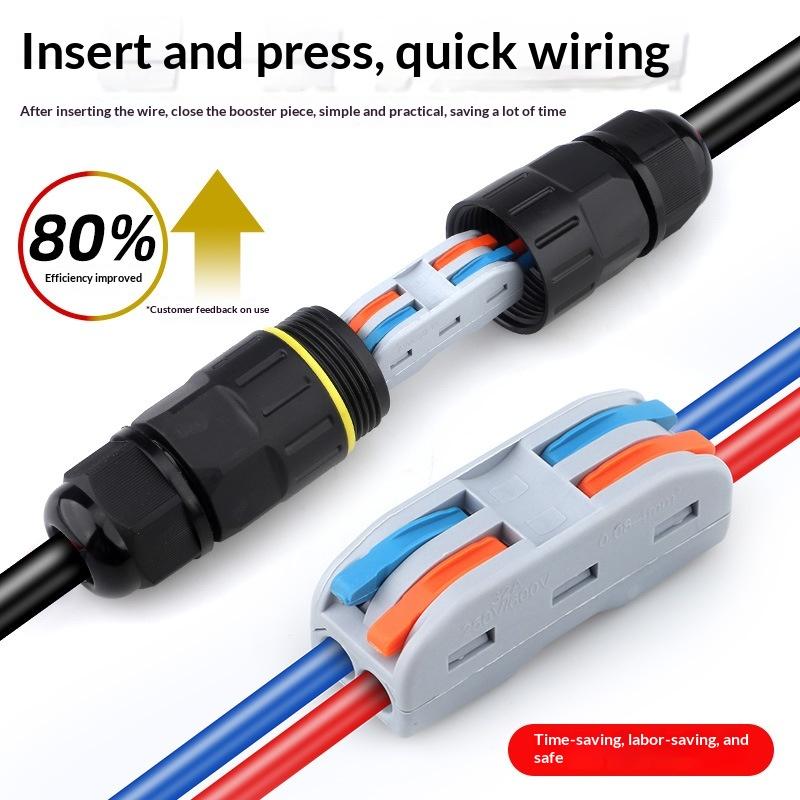 1 Set Quick Connection 2/3 In 2/3 Out 2/3Pin Electrical Terminal Adapter Wire Connector Ip68 Waterproof Cable Connector