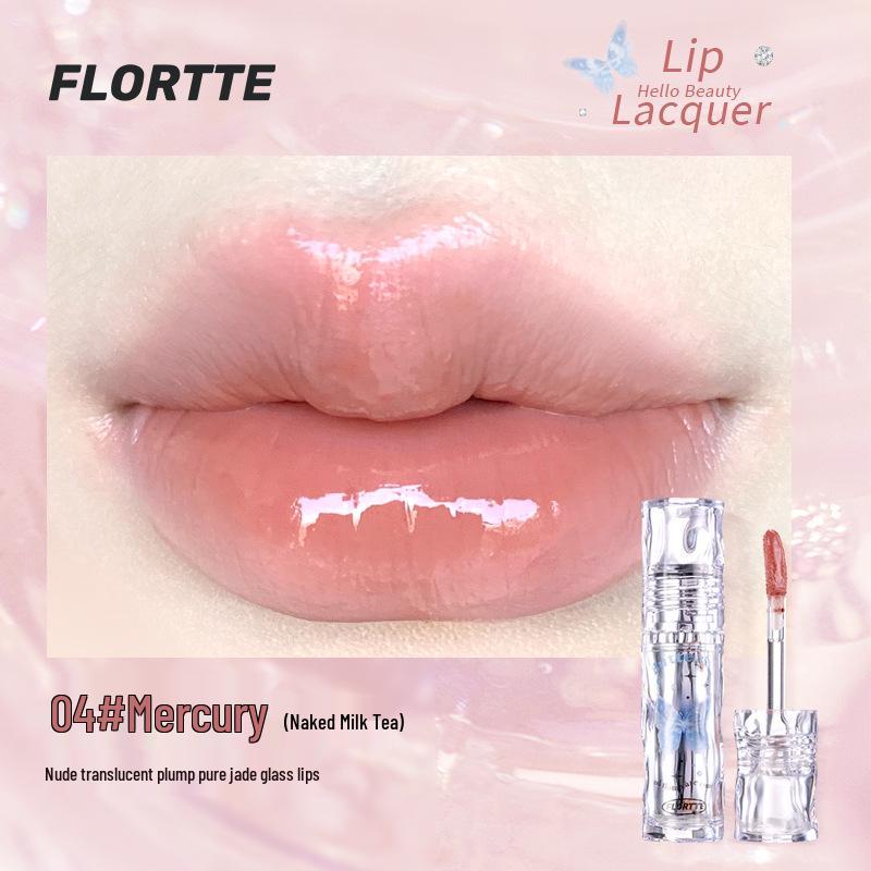 

FLORTTE/Floria Лак для губ: Потрясающая помада Melia Water Light - Стойкая к отпечатыванию на чашке, Зеркальный блеск.
