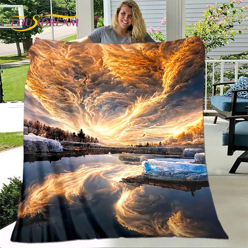 3D Natural ,Tornado, Cloud Blanket,Flannel Blanket Throw Blanket,Warm Blanket for Home Living Room Bedroom Beds Sofa Picnic Kid