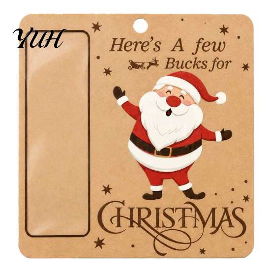 Christmas Tree Money Hanging Decor Wooden Holder, Vintage Cash Gift Holder Ornaments Decorative Envelope for with Santa/Snowman/Tree Pattern