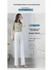 Women's Summer High-Waist White Ice Silk Straight Pants