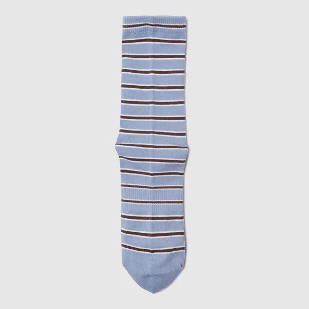 Striped pattern crew socks sky blue UR122CSC33