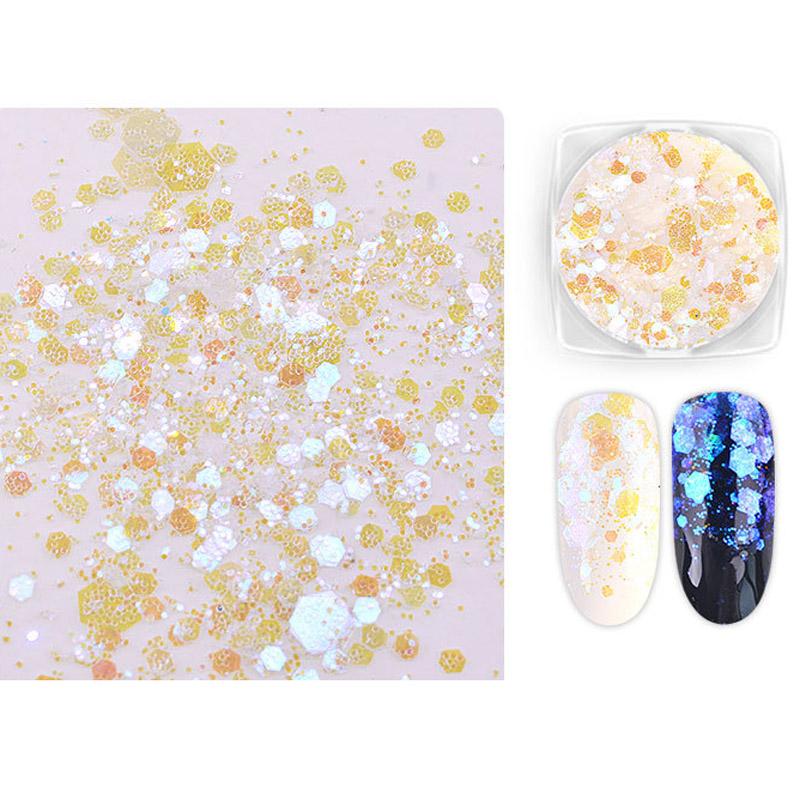 6 Pcs/Set Nail Art Sequins Different Size Glitter Powder Manicure Decoral Tips Polish Nail Stickers Mixed Design Case Set
