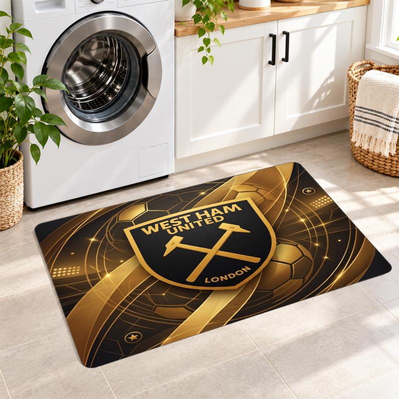 Flannel Kitchen Mat West Ham United Football Soft Area Rug Non Slip Floor Carpet Home Decoration