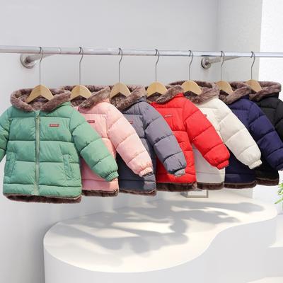 Autumn and Winter Children's Down Cotton Jacket for Boys and Girls Small and Medium-sized Children Plus Velvet Warm Cotton Jacket