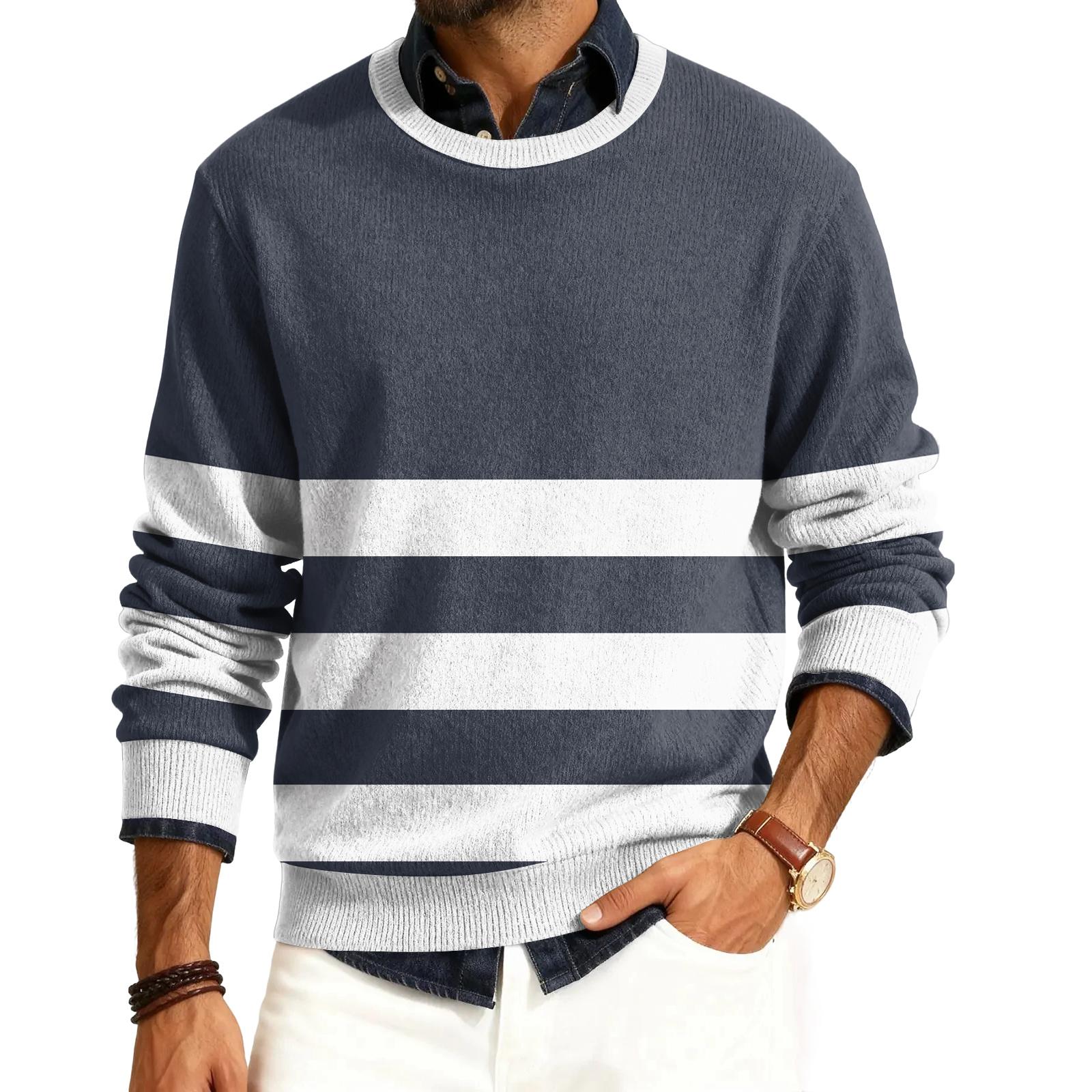

Men s Round Neck Long Sleeve Ribbed Knit Pullover XL