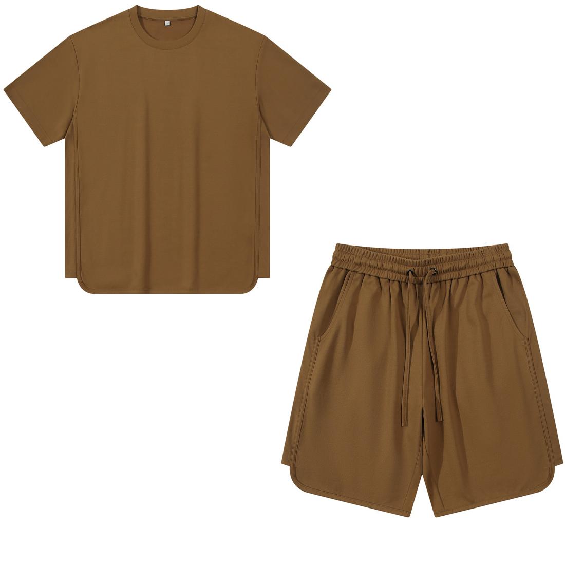 

Мужской комплект из двух предметов: верх-нижний, хлопок, полиэстер, футболка с короткими рукавами, четверть брюки на шнурке, однотонные свободные рубашки и шорты, повседневная спортивная одежда 2XL верблюд