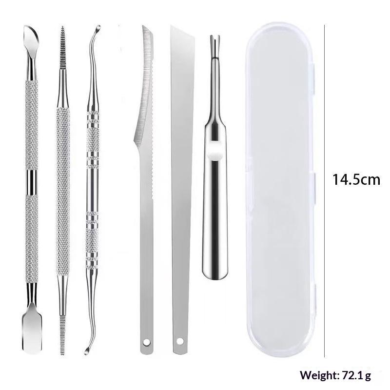 3/10Pcs Stainless Steel 7 Piece Pedicure Manicure Tool Kit Non Slip Handle Storage Case For Home Salon Nail Care