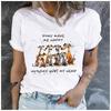 Unisex 100% Polyester Summer Top DOGS MAKE ME HAPPY Print Loose round Neck Short Sleeve Fashion for Lovers