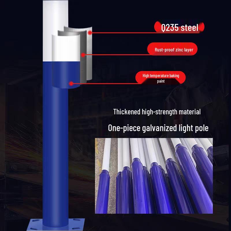 Cross-Border Solar Split Street Light Pole, Galvanized, 3-6 Meters, for New Rural Roads