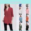 Blouses Élégantes en Mousseline Pour Femmes Coupe Ample Chemises à Col en V Manches Longues Parfaites Pour le Bureau et les Tenues Décontractées au Printemps