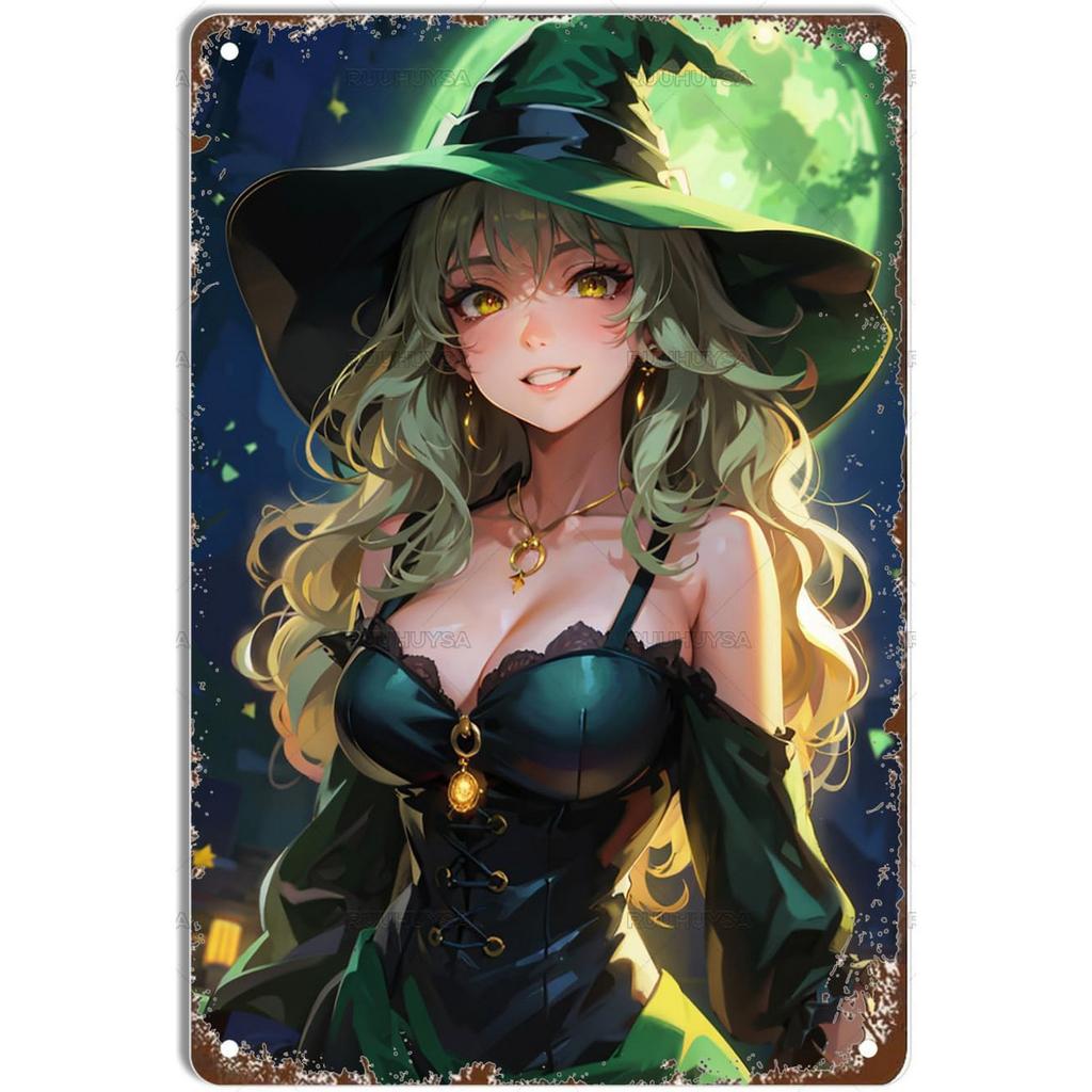 Mfoever Pinup Anime Fox Girl Metal Tin Signs Plaque Wall Decoration Vintage Posters Iron Painting for Man Cave Home Cafe Garden Club Bar