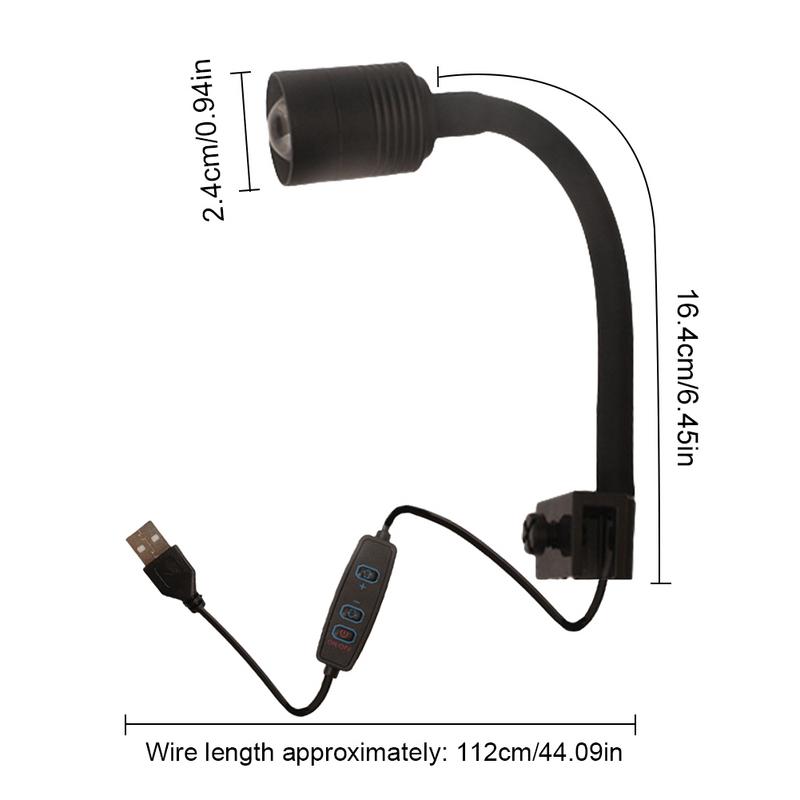 Aquarium Klemmleuchte Drehbar Kleine USB-Leuchte Klemme für Aquarium Offenes Terrarium Weiches Licht mit flexiblem Winkel für Hotel Wohnen