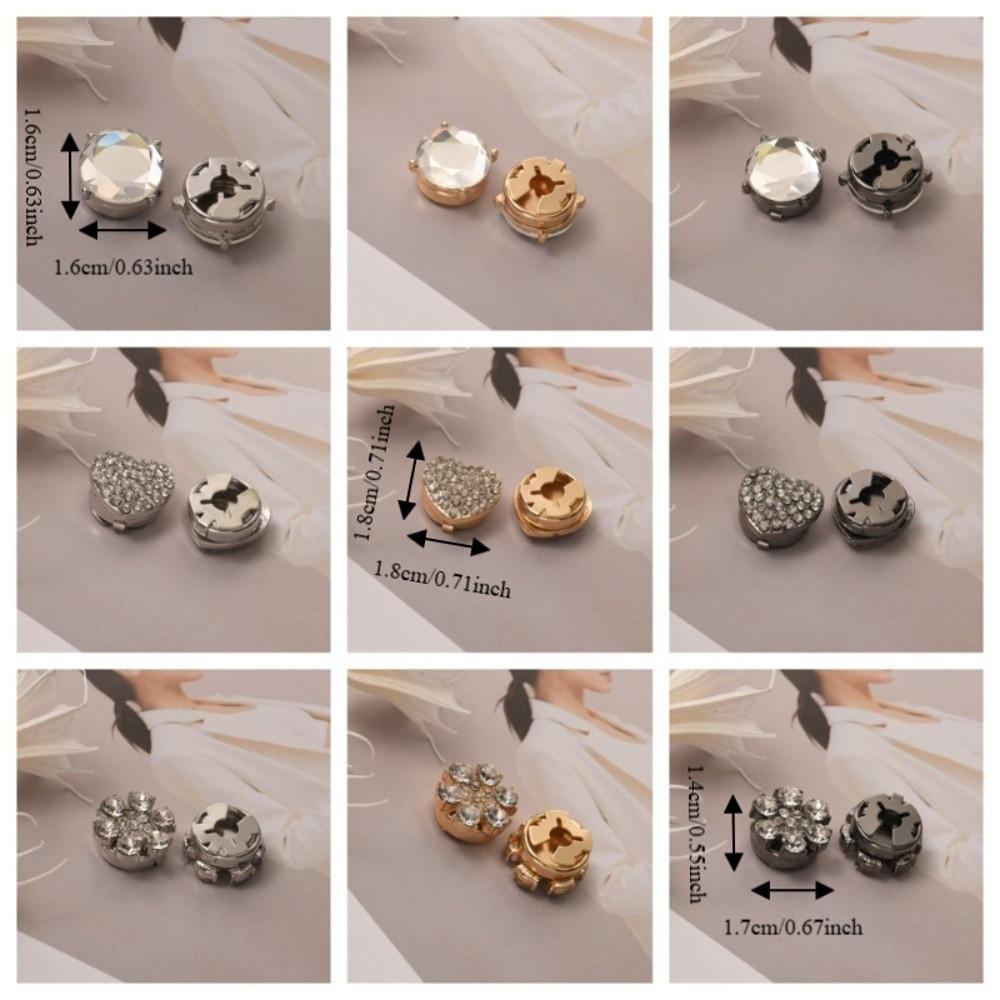 Brass Base Flower Sleeve Button Rhinestone Button Cover Clip  Suit Accessories
