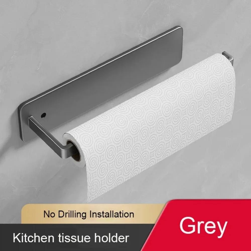 Non-perforated Paper Towel Holder, Kitchen Cabinet Paper Roll Holder, Plastic Wrap Rag Storage, Wall Hanging Racks