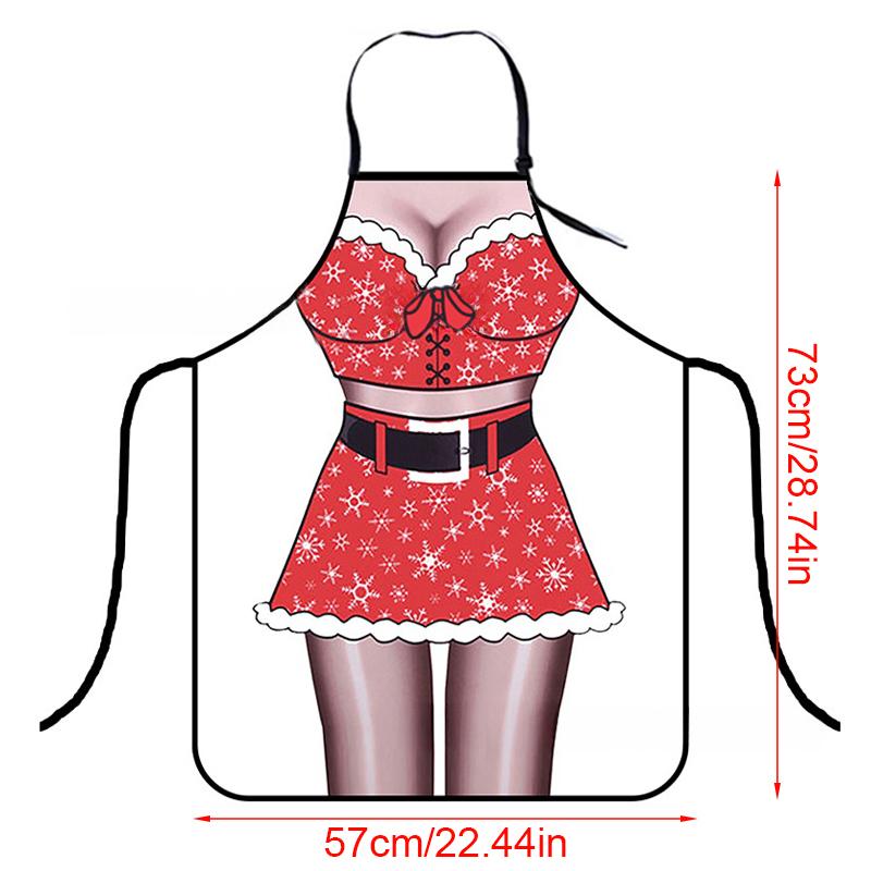 1PC Santa Claus Theme Baking Christmas Apron Home Cooks Apron for Cooking Funny Cartoon Printed Dress-Up & Role Play Unisex