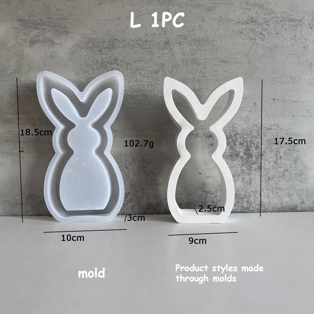 Hollow Rabbit Mold for DIY Crafts - Reusable Silicone Easter Bunny Mold for Candle Holders, Ornaments, Rabbit Figurines