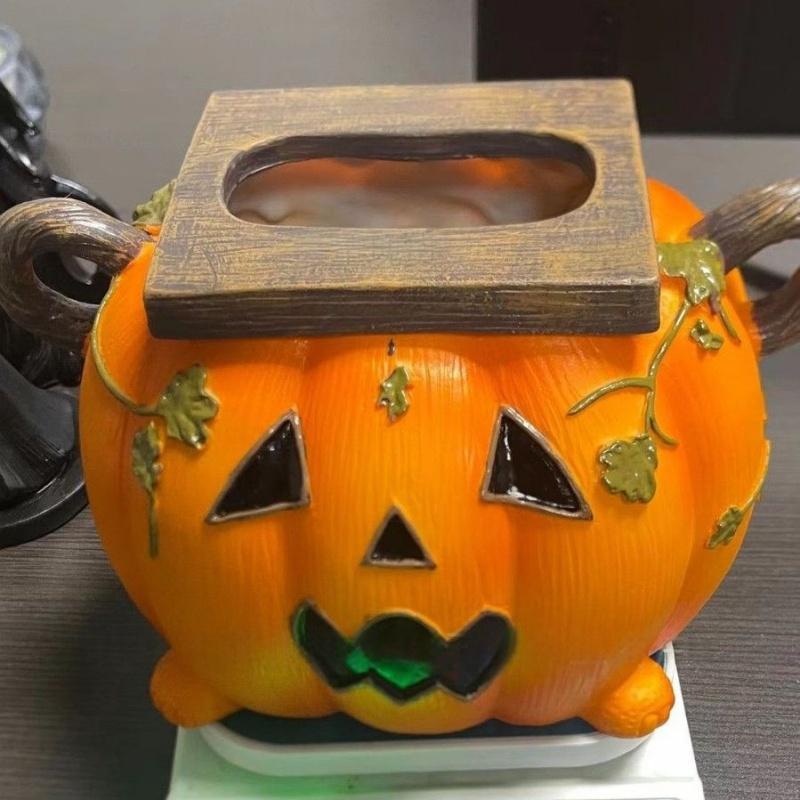 1 Pc Spooky Halloween Pumpkin Tissue Box Holder Universal Dispenser For Bathroom Kitchen Halloween Home Decoration Accessories