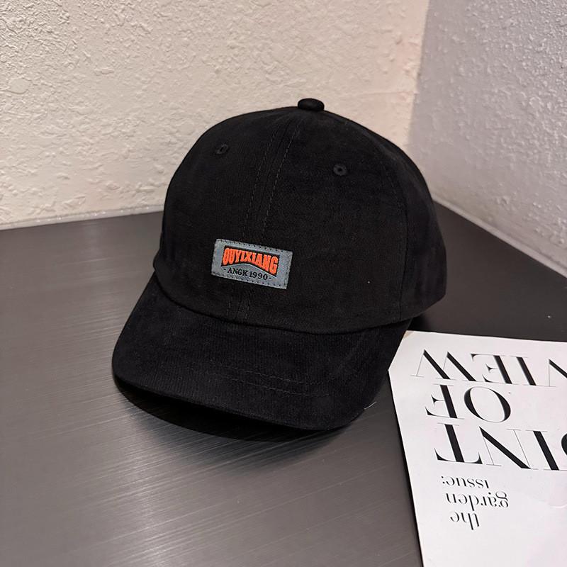 Color Solid Retro Letter Soft Top Fitted Cap Sunshade Ventilation Men Women