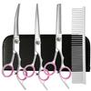 Portable Pet Grooming Scissor Set: Flat & Curved Hairdressing Tools