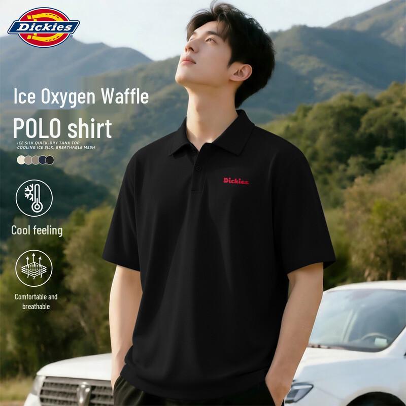 

Dickies Men s Waffle Knit Cooling Short-Sleeve Polo Shirt M