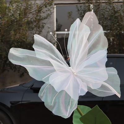 Simulated Handmade Flowers 50cm Artificial Butterfly Giant Gauze Photography Props 3D Silk Yarn Butterfly Party Decoration