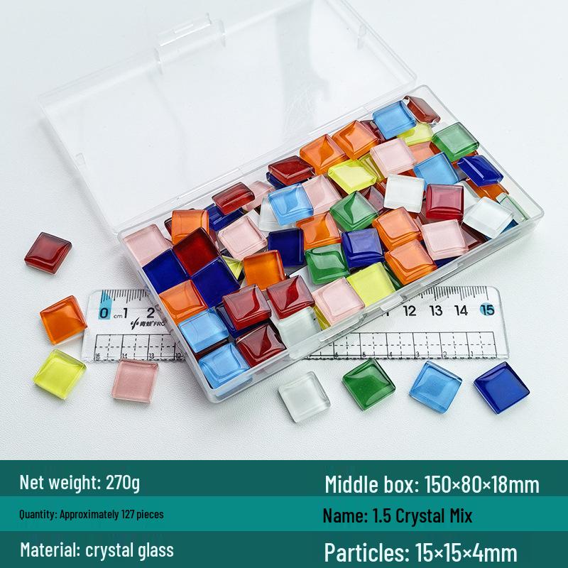 200g 1,5cm Transluzent 15mm Kristallmosaik DIY Handgemacht Buntes Glas Schnittpapier