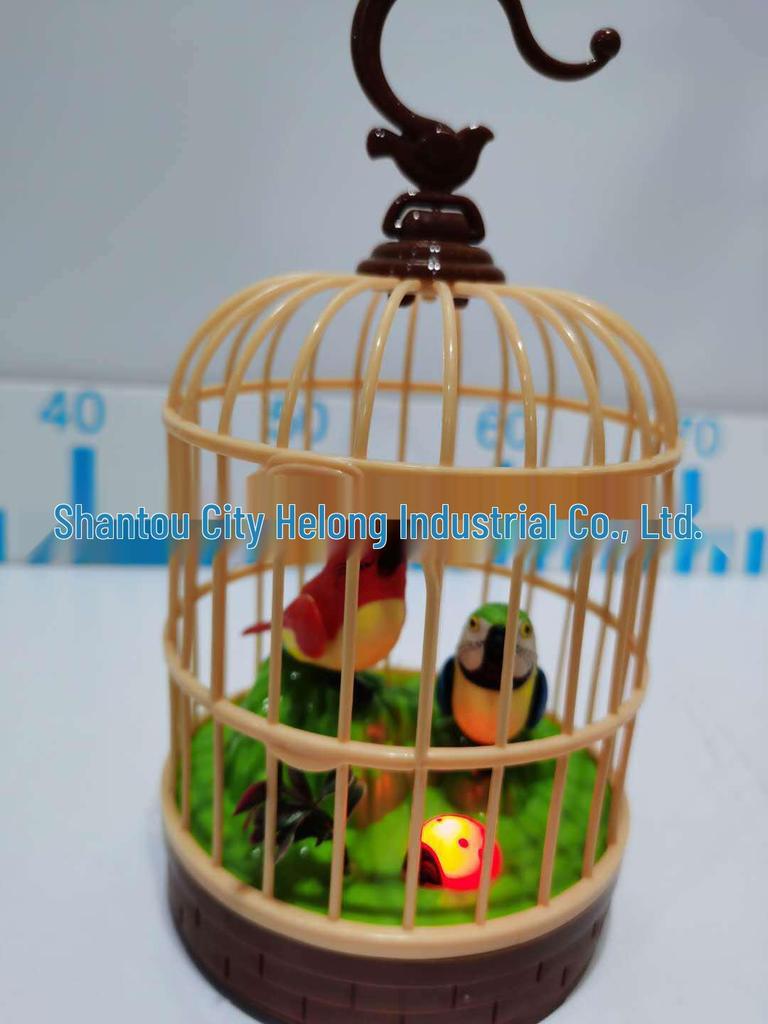 West Knight Voice-Activated Simulated Birdcage with Double Parrots and Lovebirds