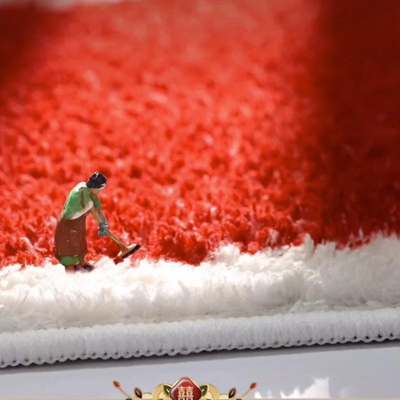 Cartoon Style Rugs for Bedroom Christmas Living Room Decoration Red Carpet Round Thickend Lounge Floor Mat Fluffy Soft Plush Rug