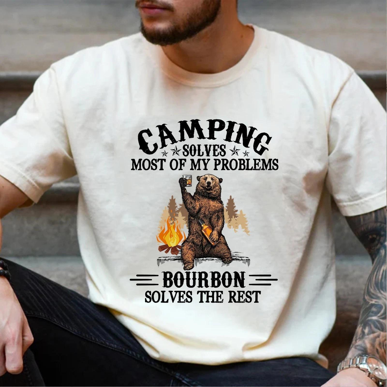 

Funny Drinking Bear Camping Tee, Father s Day Gift for Camping Dad Drinking Love S