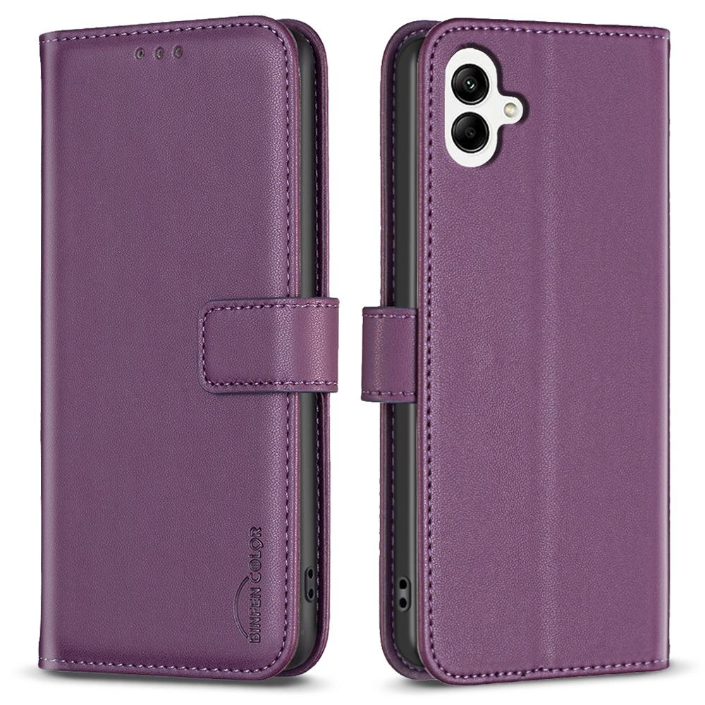 

BINFEN COLOR BF17 For Samsung Galaxy A06 4G Leather Phone Case Wallet Cover Dark Purple