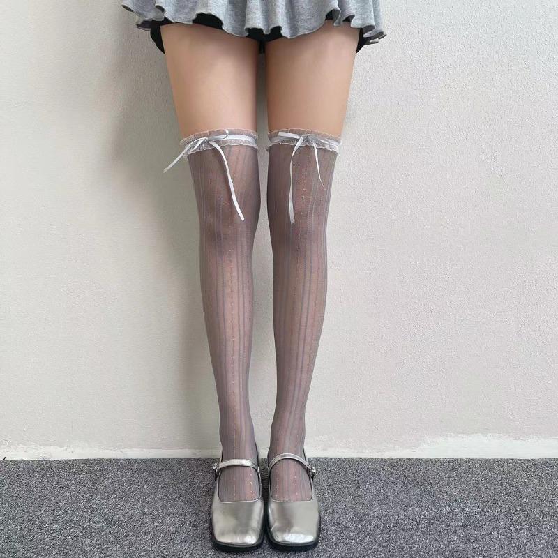Ealstic Sexy Stockings For Women Black Line Print Stay Up Tights Thigh High Stockings Sexy Lingerie Nude Mesh Pantyhose Hosiery