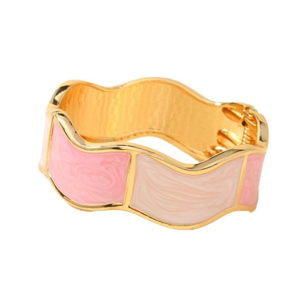 

Adjustable Irregular Bracelet Exaggerated Women s Wrist Jewelry Enamel Bangle for Gifts розовый