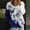 Women's Casual Fashion Loose Round Neck Floral Print Long Sleeve Top