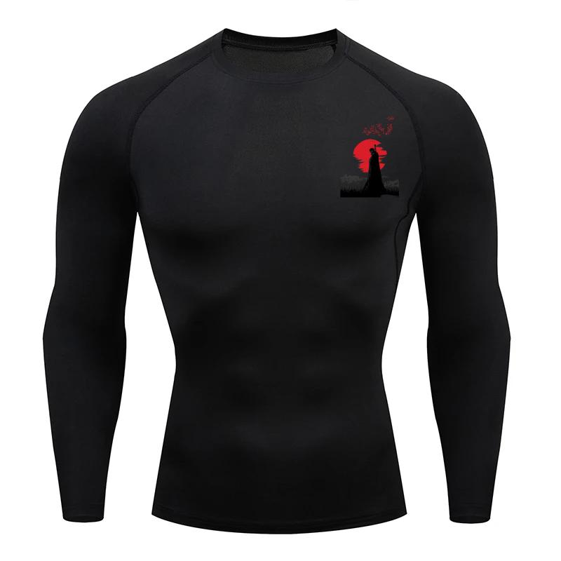 Guts Clothing Fitness Compression Running T-Shirt Men Tops Bat Printing T Shirts Quick-Drying Gym Sportswear Jersey Tee for Male