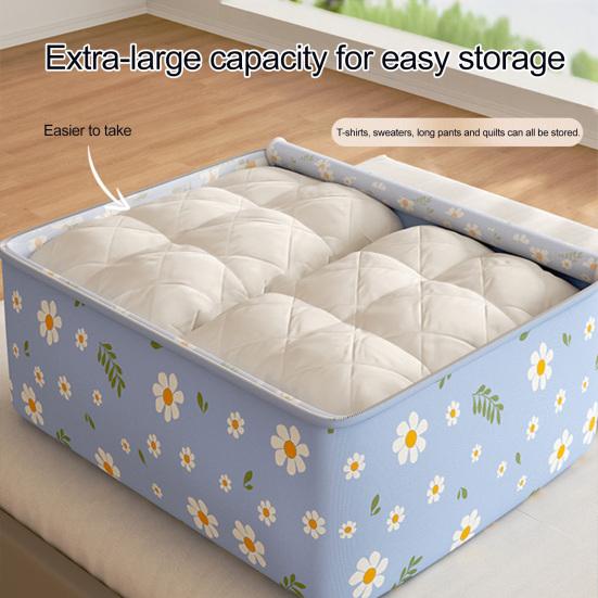 Storage Bag with Two-Way Zipper Extra Large Capacity Dust-Proof Organizer Flower Pattern Clothes Storage Bag